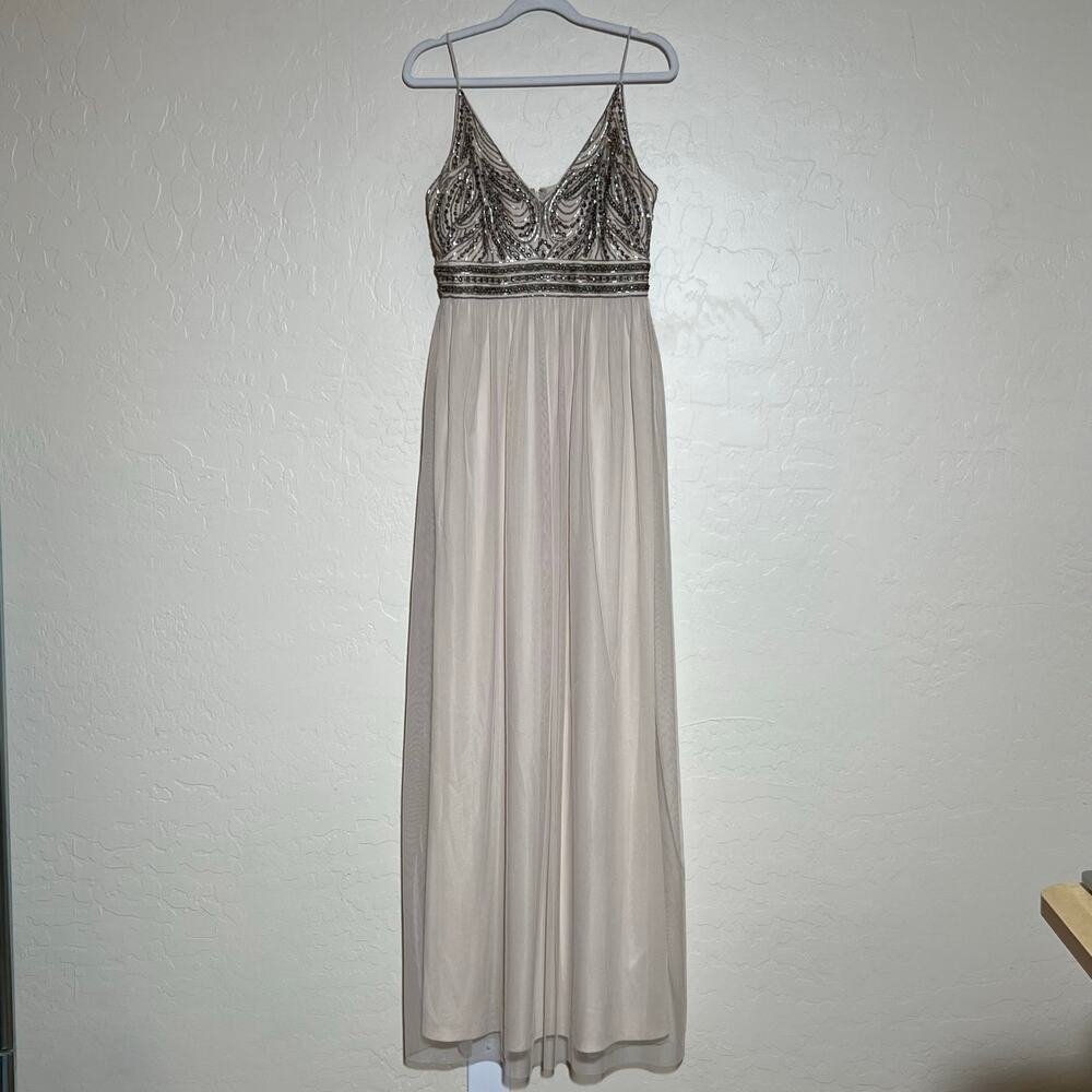 BHLDN Anthropologie Vilette Maxi Dress Beaded Bodice Strappy Blush Womens Size 4 - Picture 5 of 15